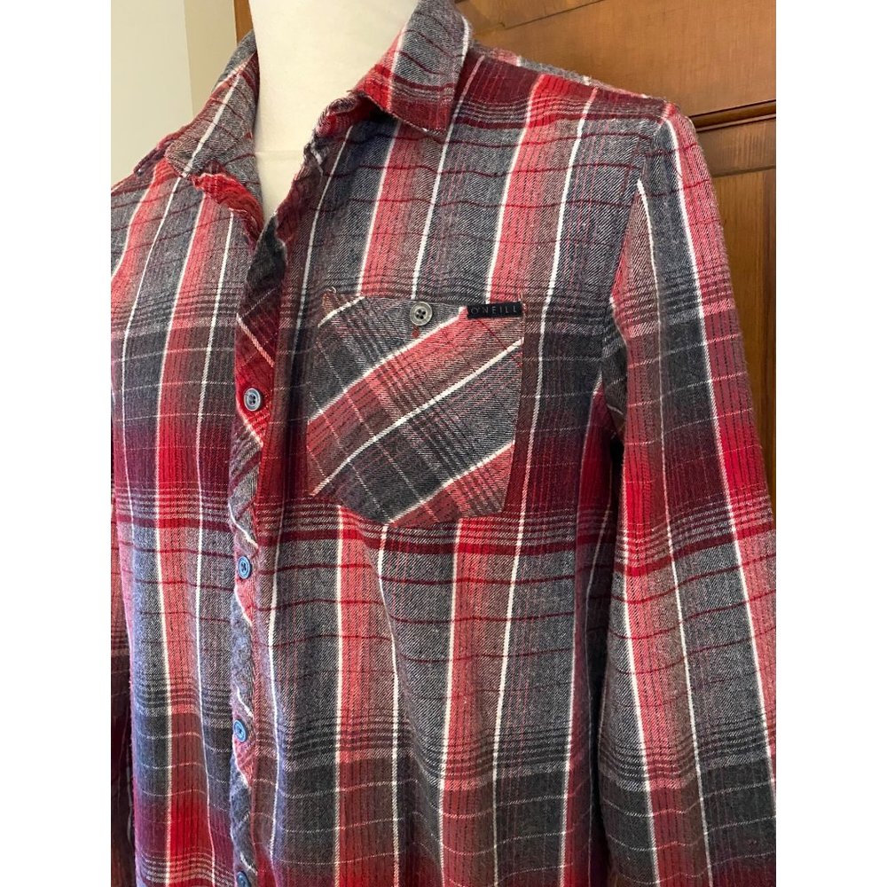 O'Neill Plaid Flannel Shirt Size L 90s Long Sleeve Grunge‎ Surf Skateboard Cali - Picture 3 of 16
